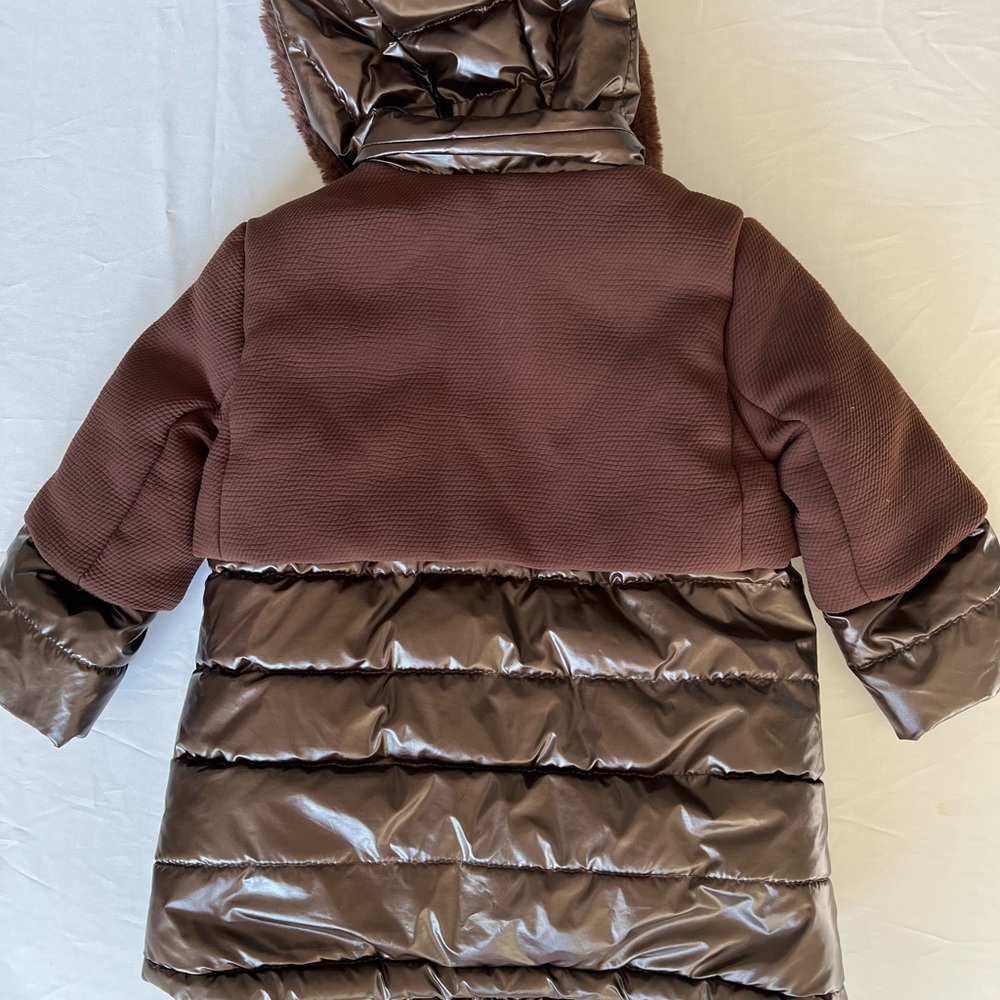 Mayoral Brown Quilted & Textured Hooded Puffer Coat 2T - Picture 8 of 11